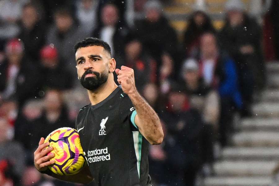 Liverpool's Mohamed Salah celebrates after scoring against Southampton