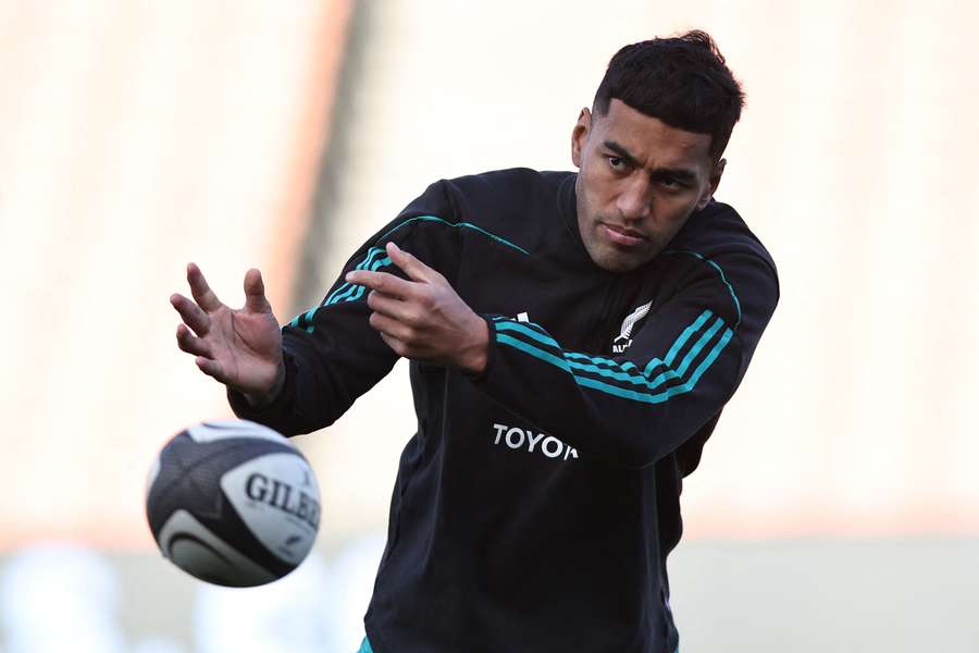 Rieko Ioane does some light work during the All Blacks' captain's run on Friday.