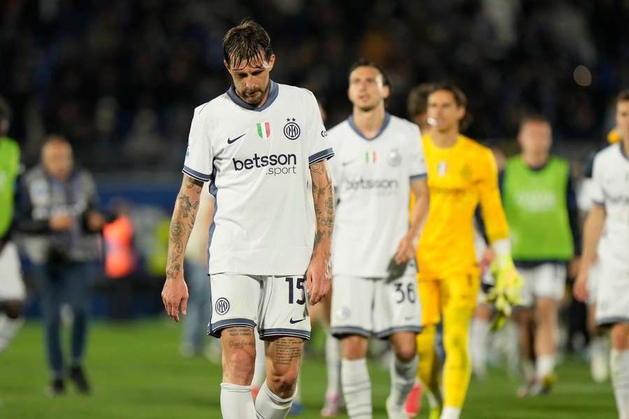 Inter Milan players react after the match