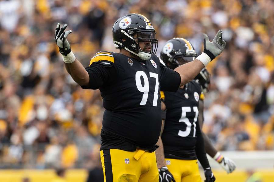 Steelers' Cameron Heyward reacts during Week 3 win over Cincinnati Bengals