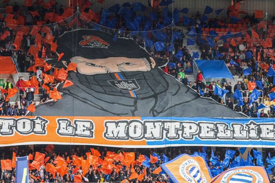 Um tifo dos adeptos do Montpellier em outubro passado.