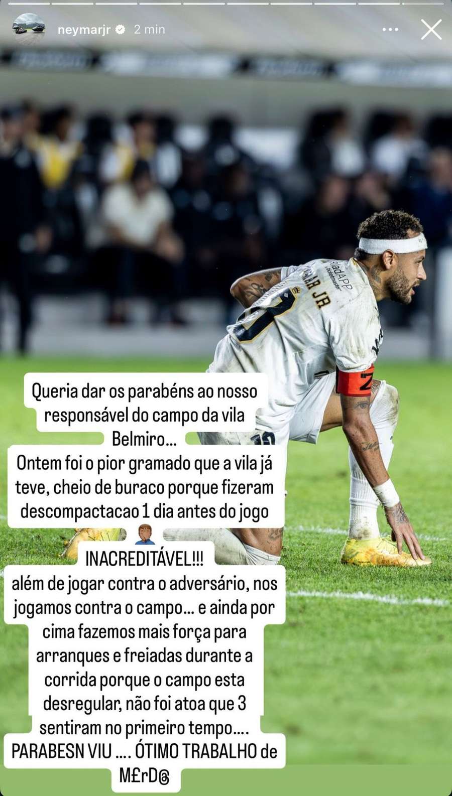 A postagem de Neymar no Instagram