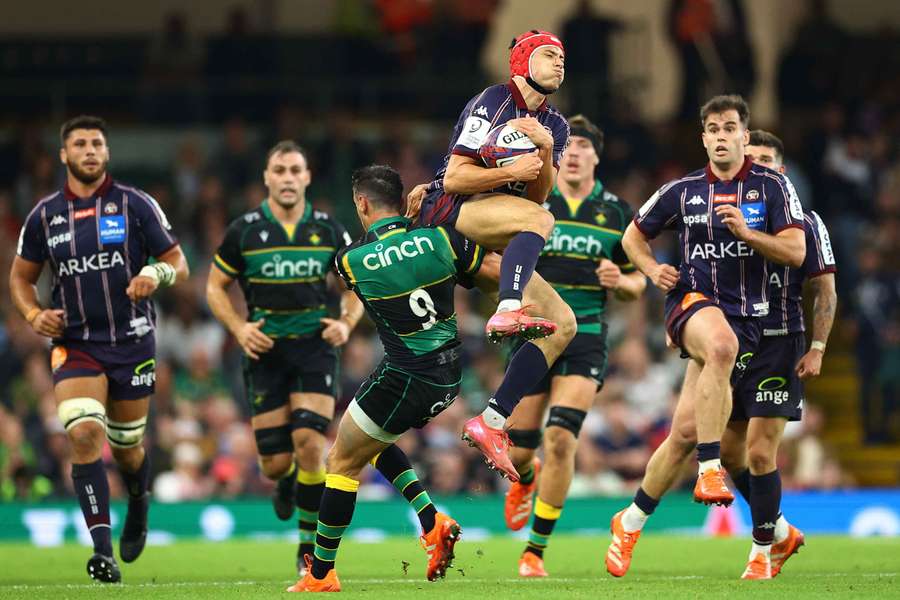 Bordeaux Begles' Louis Bielle-Biarrey in action with Northampton Saints' Alex Mitchell Bordeaux Begles' Louis Bielle-Biarrey in action with Northampton Saints' Alex Mitchell