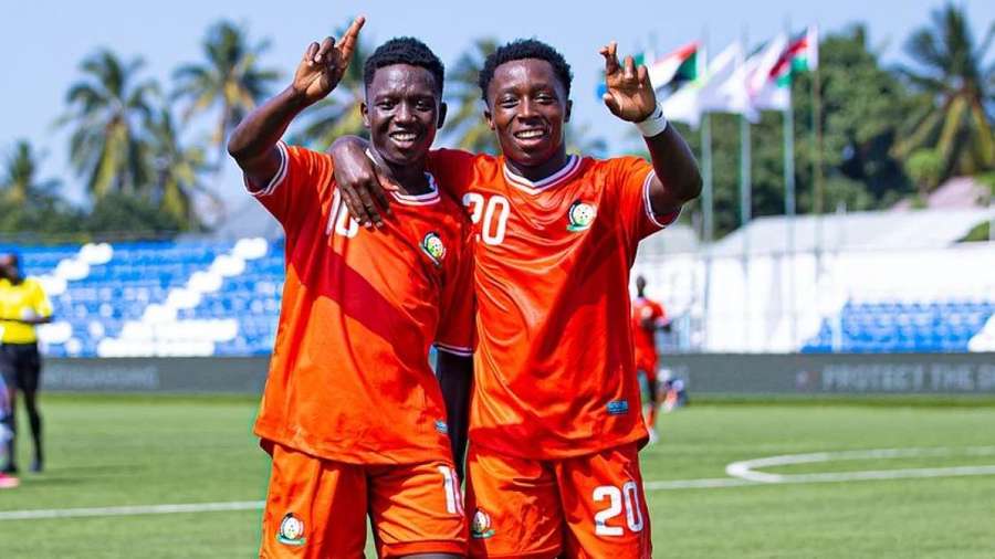 Kenya's Rising Stars players celebrate against Burundi