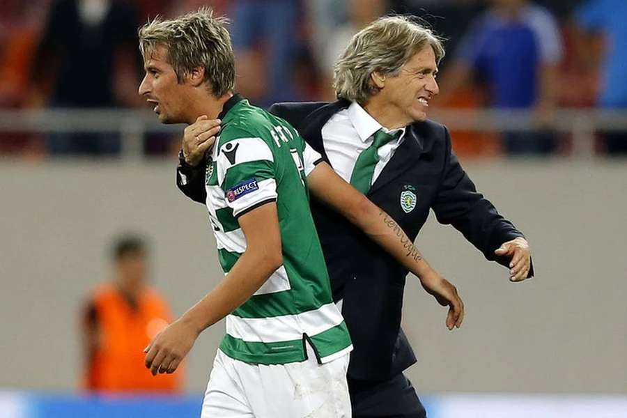 Fábio Coentrão com Jorge Jesus no Sporting, em 2017/2018