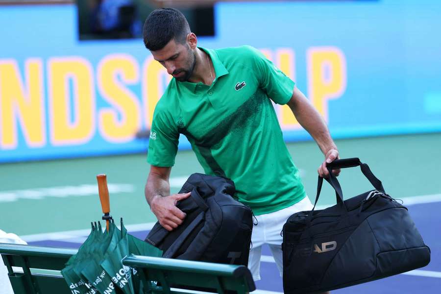 Novak Djokovic packs his bags after elimination in Indian Wells.