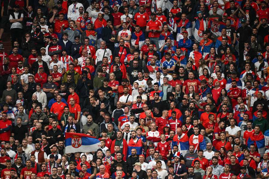 Serbia fans follows the action during their Euro 2024 match against England