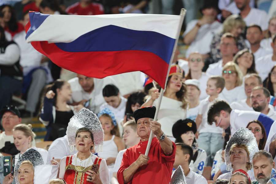 Bandeira da Rússia em exibição