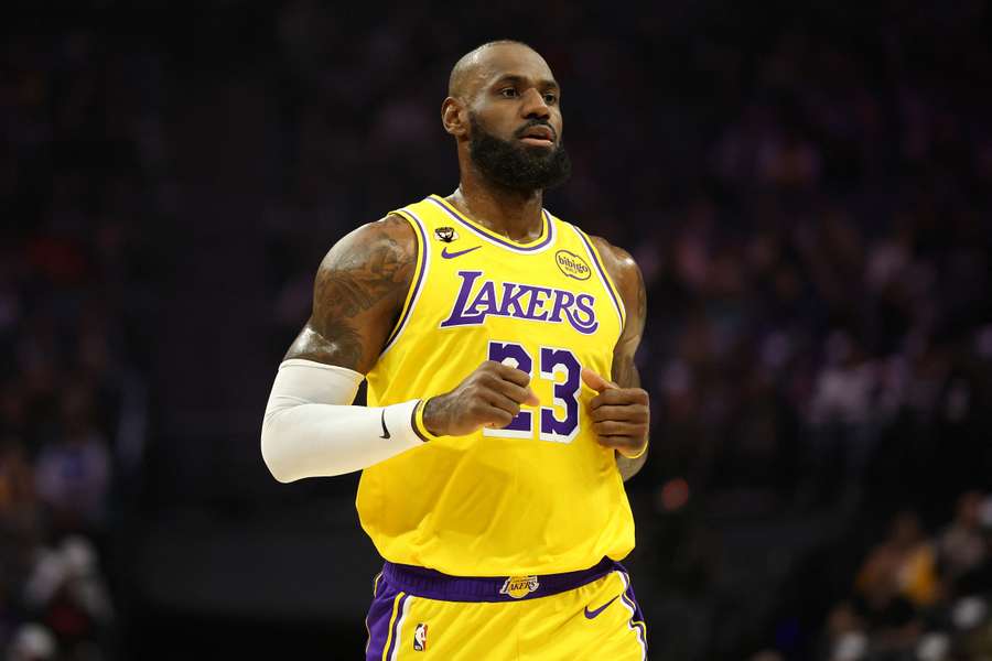 LeBron James jogging down the court