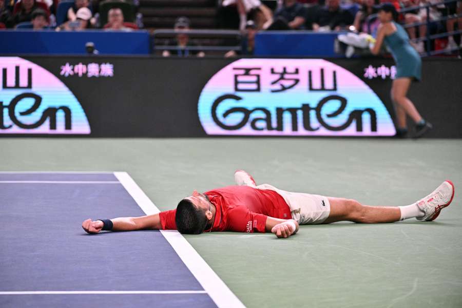 Novak Djokovic reacts during his win over Jaume Munar