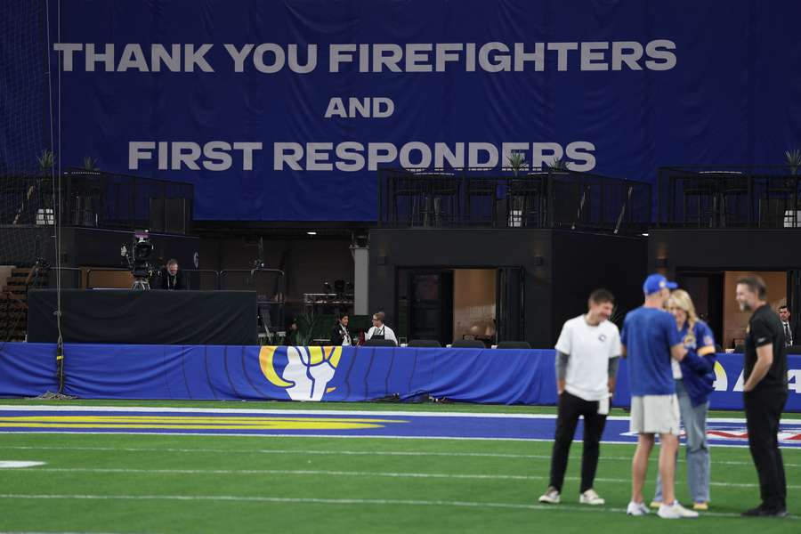 A thank you sign at the Rams-Vikings playoff game for the firefighters and first responders (2025)