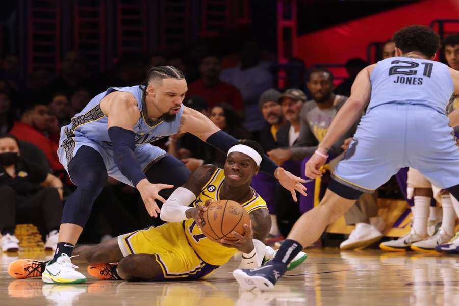 Brooks (L) in action against the LA Lakers earlier in March