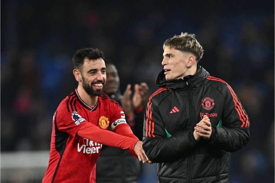 Bruno Fernandes et Alejandro Garnacho après la rencontre.