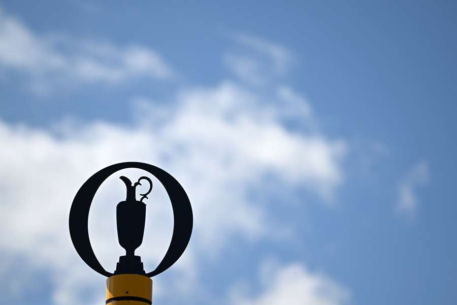 A cut-out of the famous 'Claret Jug' trophy given to the winner of the Open