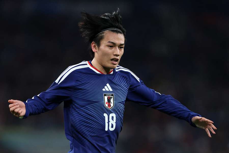 Ayase Ueda avec le Japon lors du match amical face à l'Angleterre, le 31 mars 2026 au stade de Wembley, à Londres.
