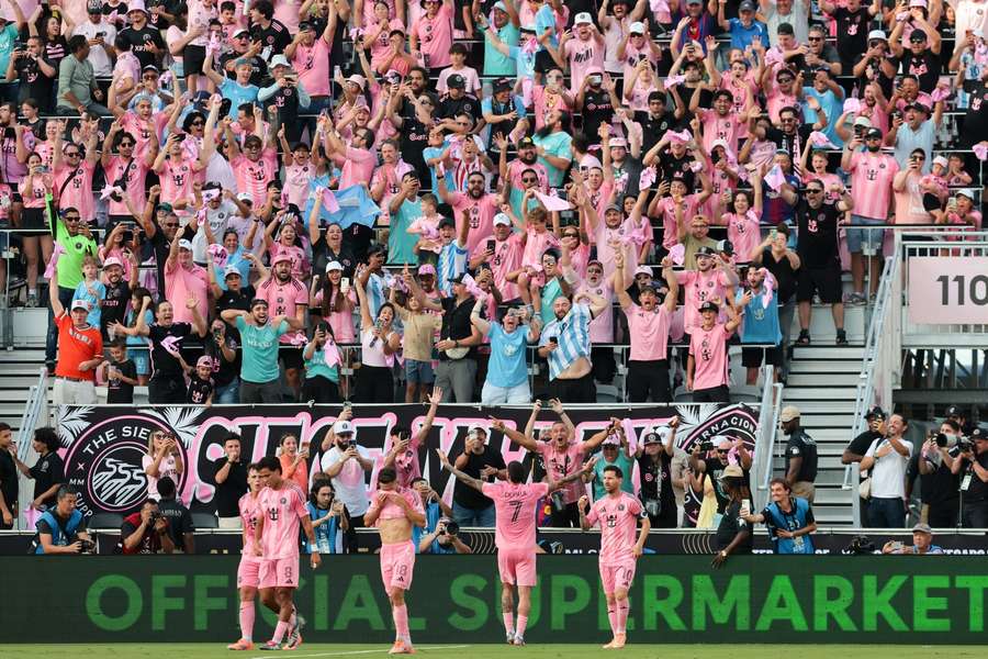 Inter Miami's Rodrigo de Paul celebrates after scoring against Vancouver Whitecaps Inter Miami's Rodrigo de Paul celebrates after scoring against Vancouver Whitecaps