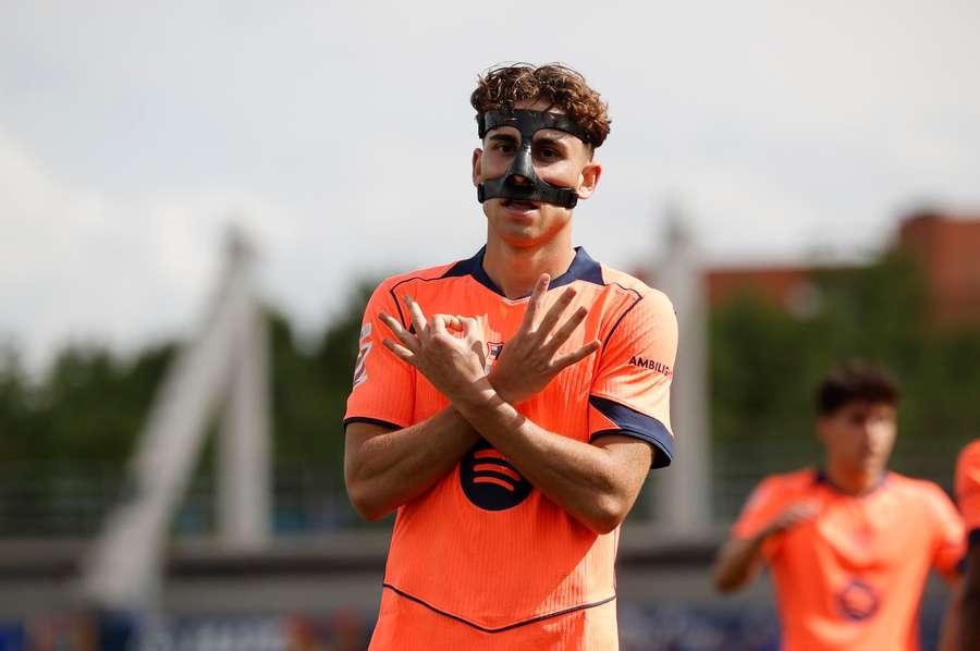 Fermín Lopez bejubelt das 1:0 für den FC Barcelona bei Getafe.