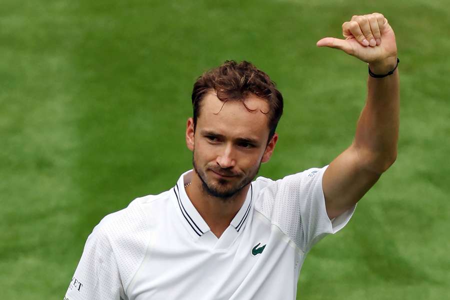 Russia's Daniil Medvedev celebrates beating Britain's Arthur Fery