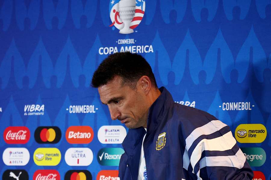 Lionel Scaloni during a press conference earlier in the tournament