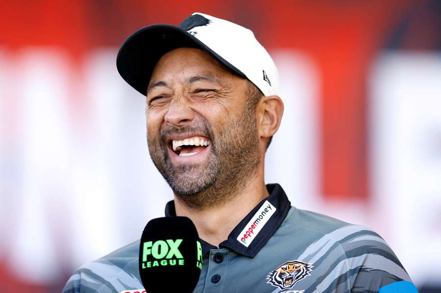 Wests Tigers head coach Benji Marshall speaking to a Fox League broadcast. Wests Tigers head coach Benji Marshall speaking to a Fox League broadcast.