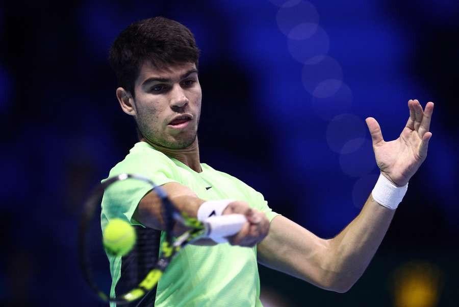 Carlos Alcaraz in action at the ATP Finals