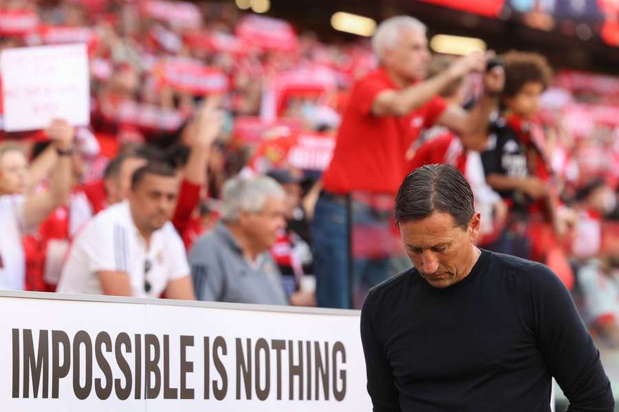 Roger Schmidt no banco do estádio da Luz