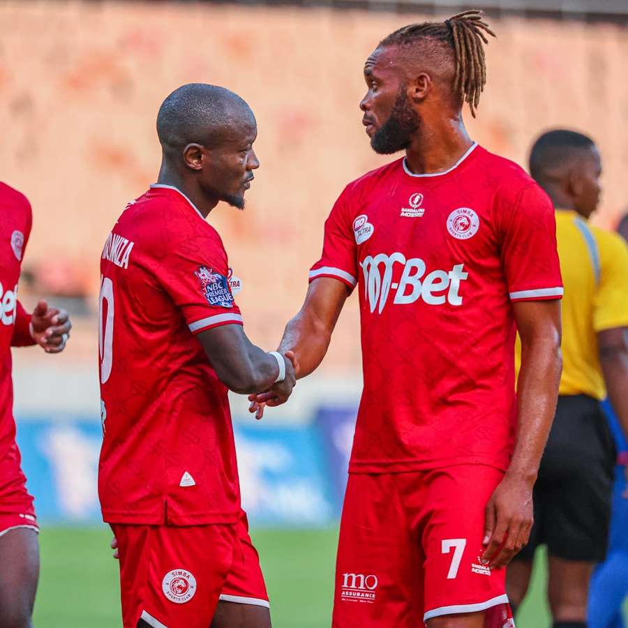 Disappointed Simba players Willy Onana and Saido Ntibazonkiza after JKT game
