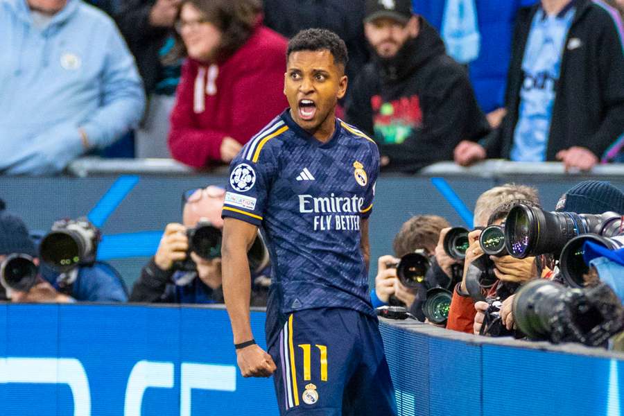 Rodrygo festeja o seu golo contra o City na época passada