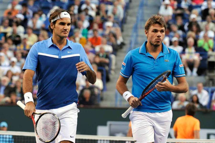 Roger Federer și Stan Wawrinka, înaintea unui meci de dublu la Indian Wells, în 2011 Roger Federer și Stan Wawrinka, înaintea unui meci de dublu la Indian Wells, în 2011