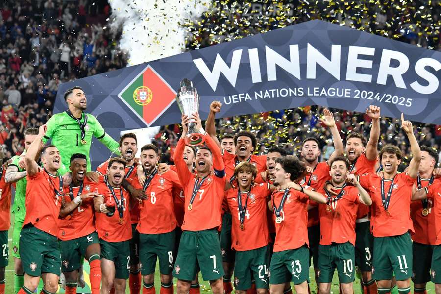 Portugal comemora a conquista da Liga das Nações de 2025 Portugal comemora a conquista da Liga das Nações de 2025