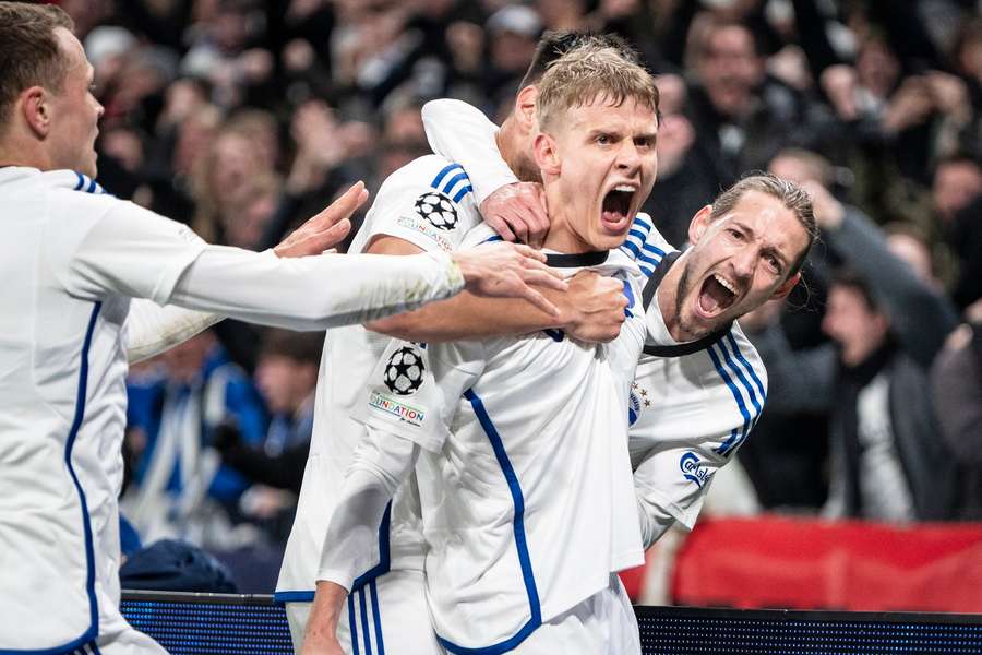 Magnus Mattson after scoring against Manchester City last season