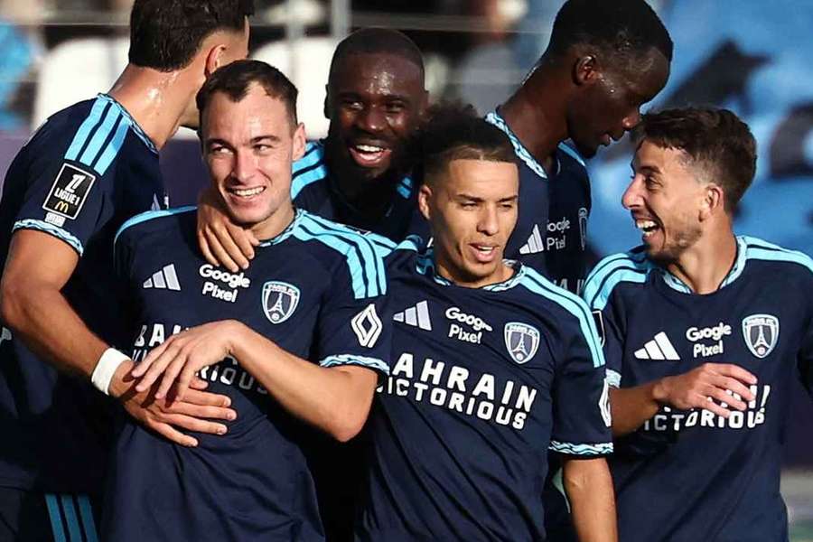A festa dos jogadores do Paris FC A festa dos jogadores do Paris FC