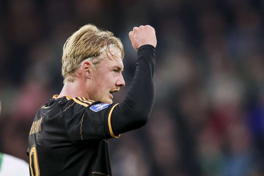 Julian Brandt celebrates scoring against FC Groningen Julian Brandt celebrates scoring against FC Groningen
