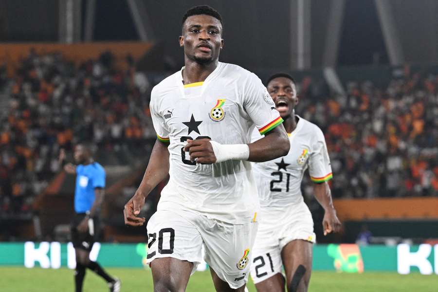 Mohammed Kudus celebrates after netting for Ghana