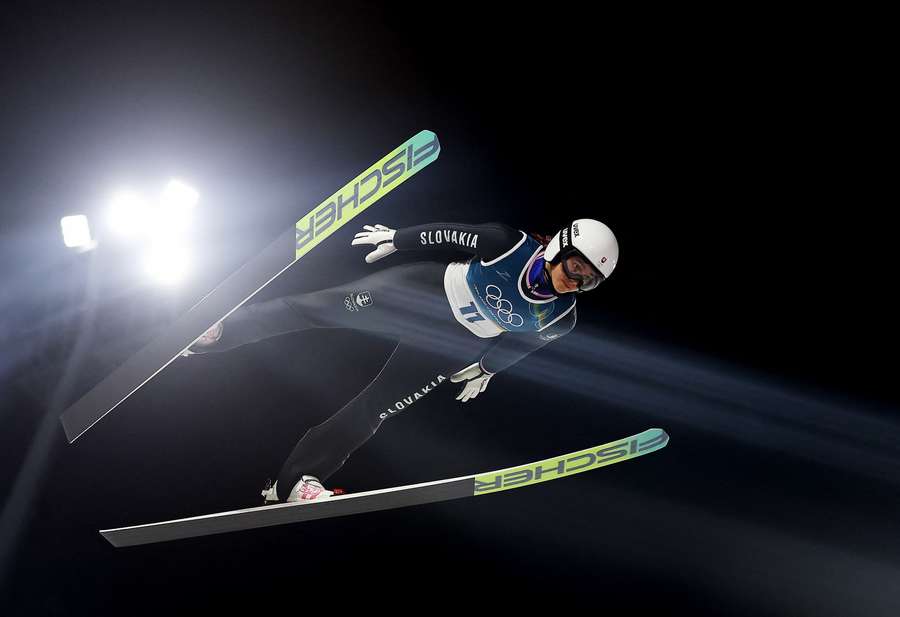 Kapustíková pri svojom skoku.