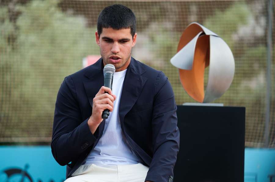Alcaraz in einem Mediengespräch vor den Madrid Open