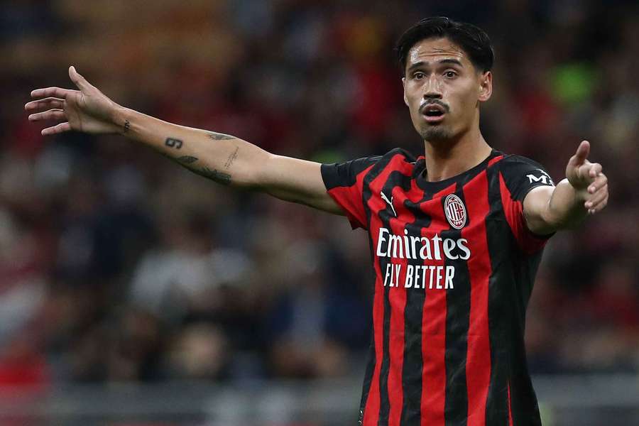Tijjani Reijnders gestures during AC Milan's Serie A match against AC Monza in May