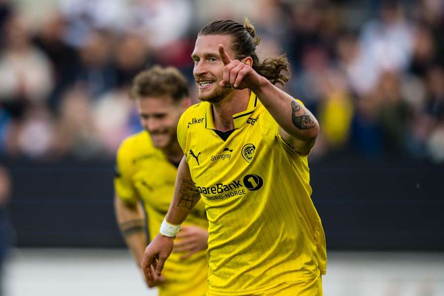 Kasper Hogh celebrates after scoring for Bodo/Glimt Kasper Hogh celebrates after scoring for Bodo/Glimt