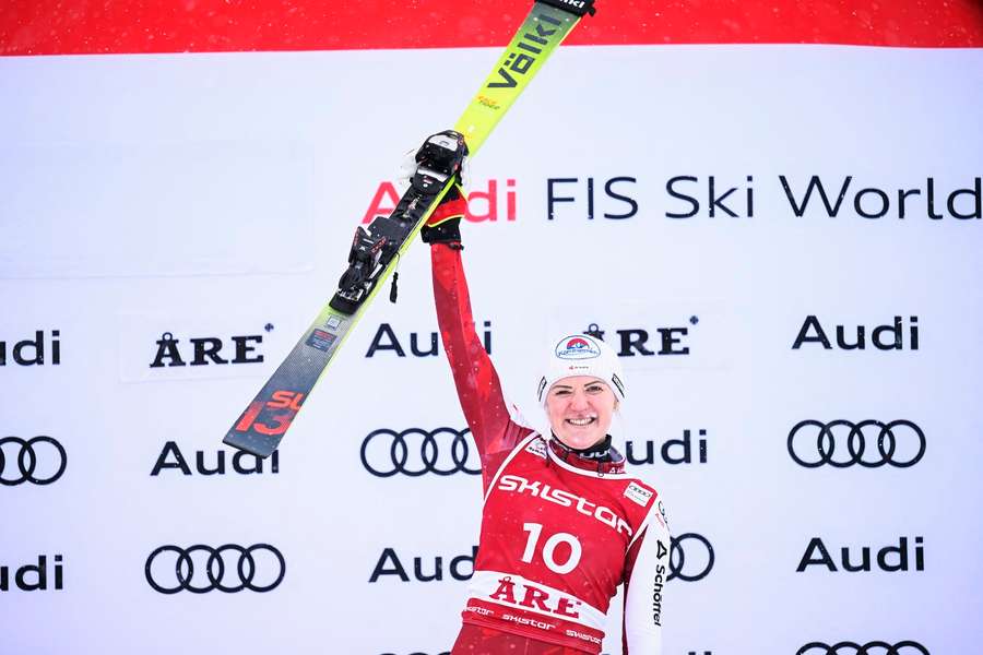 Truppe celebrates her win