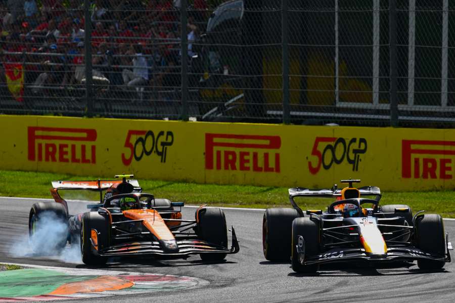 Lando Norris (l.) und Max Verstappen (r.) lieferten sich in Monza ein spannendes Duell