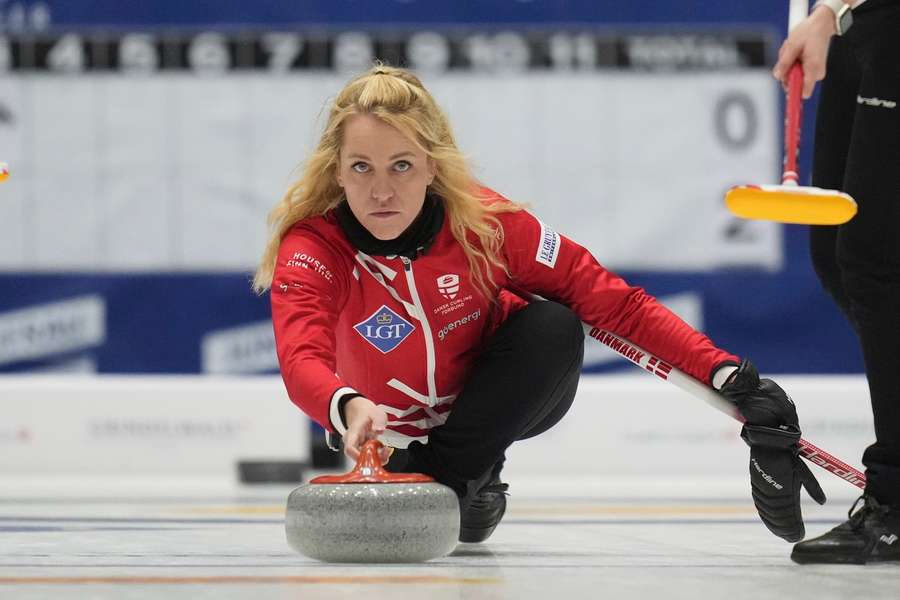 Madeleine Dupont in action for Denmark against Canada