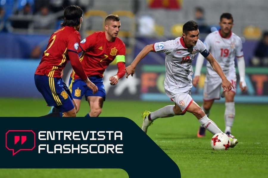 David Babunski, con la sub 21 de Macedonia del Norte ante la España de Deulofeu en 2017