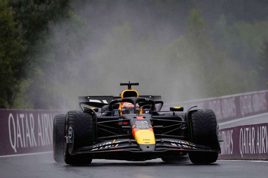 Verstappen in action during a wet practice