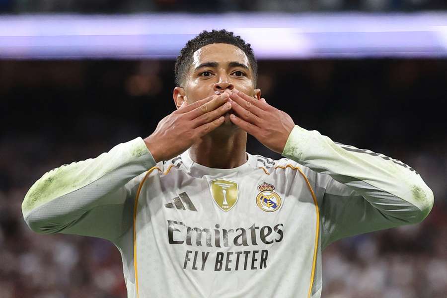 Bellingham celebrates his goal for Real Madrid Bellingham celebrates his goal for Real Madrid