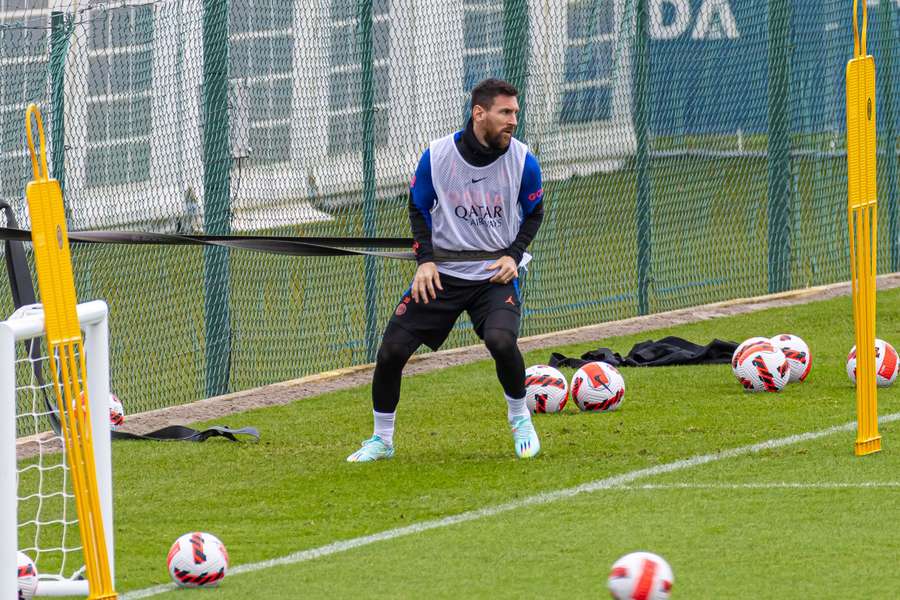 Messi tijdens een trainingssessie vandaag