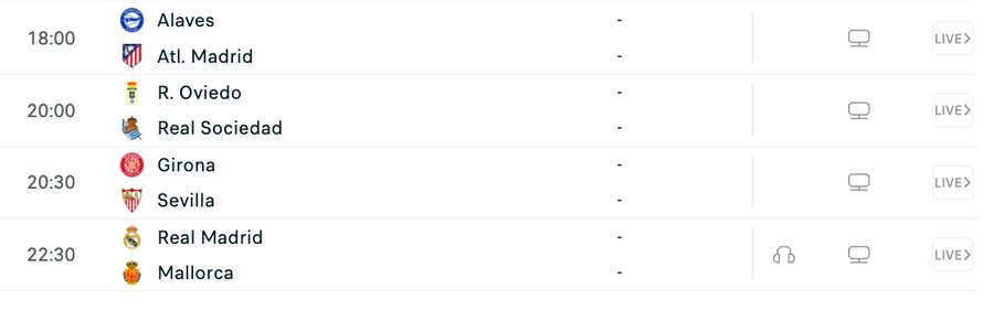 Programul zilei de sâmbătă în LaLiga Programul zilei de sâmbătă în LaLiga