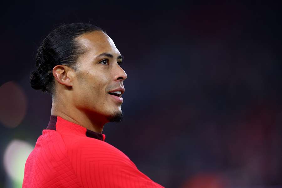 Liverpool's Virgil van Dijk during the warm up before the match against Everton