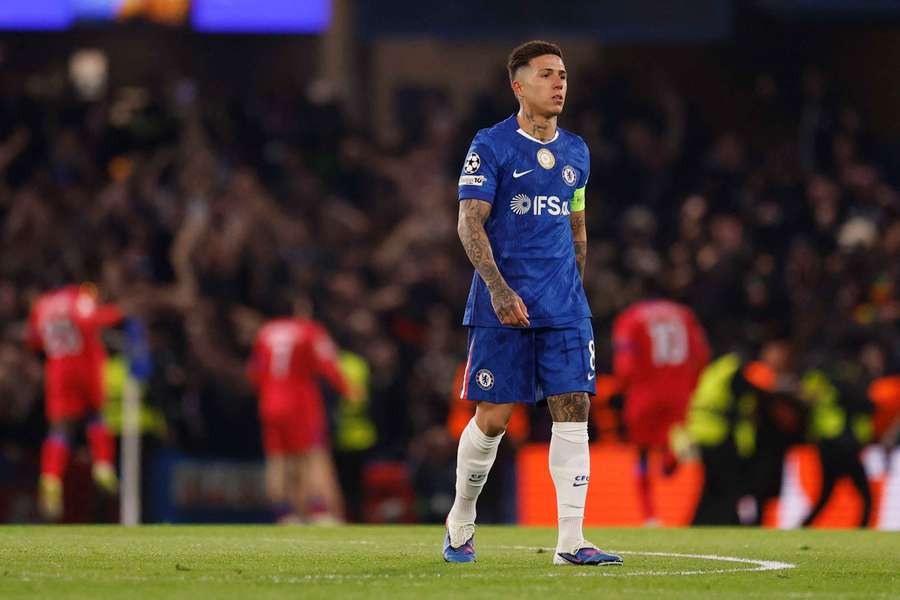 Chelsea's Enzo Fernandez looks dejected against Paris Saint-Germain