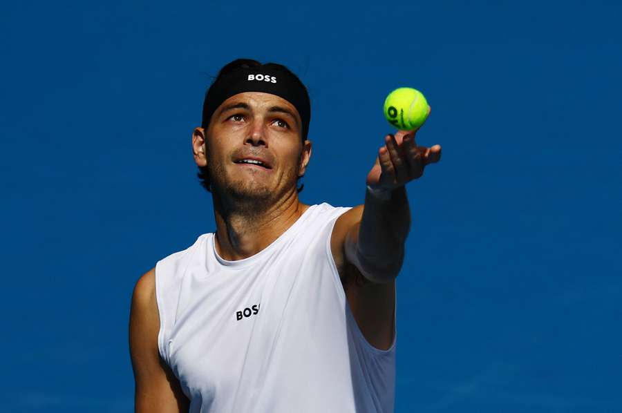 Taylor Fritz during a practice session ahead of the Australian Open