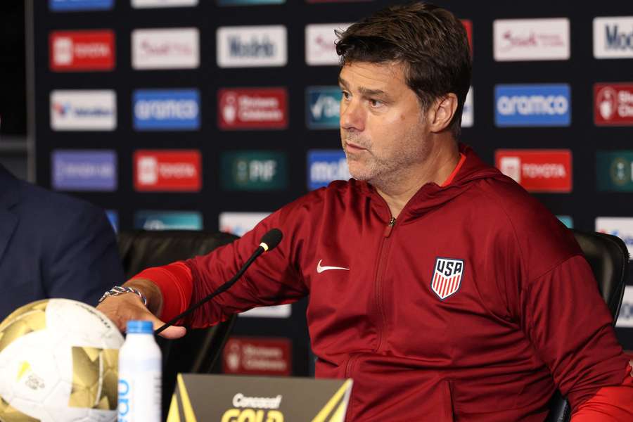 United States head coach Mauricio Pochettino speaks to the media after the match against Mexico during the 2025 Gold Cup Final at NRG Stadium